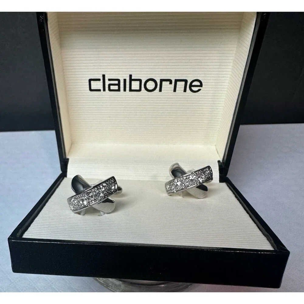 Claiborne Silver-tone Crossover Cufflinks